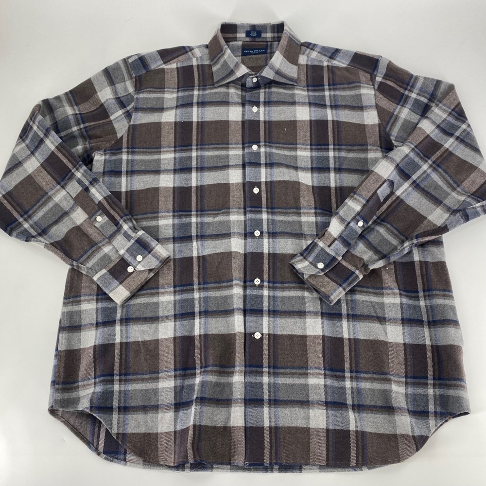 Peter Millar Collection Plaid Button Down Shirt‎ Men's 2XL Cotton Long Sleeve